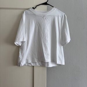 J. Crew Boyfriend Jersey Relaxed Cropped T-Shirt Size L in White
